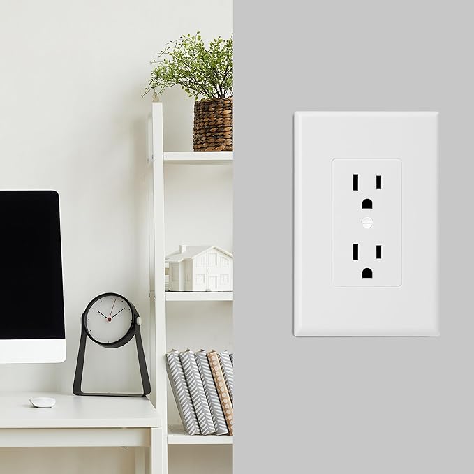 Bates- Duplex Wall Outlet Cover, 20 Pack, White Wall Plates