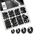 200 PCs 1/4 5/16 3/8 1/2 EPDM Bonded Sealing Washers Assortment, 304 Stainless Steel Rubber Washers for Screws, Black Multi-Size Roofing & Metal Panel Set