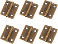 Mcredy Brass Hinges,1 Inch Jewelry Box Hinge Brown Small Hinge for Wooden Box,Butt Hinges with Mounting Screws,Pack of 6