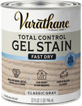 Varathane Total Control Gel Stain | Low Odor Water-Based Formula | Thick Gel Formula for Vertical Surfaces | Ideal for Wood, Metal & Fiberglass | Quart | Classic Gray