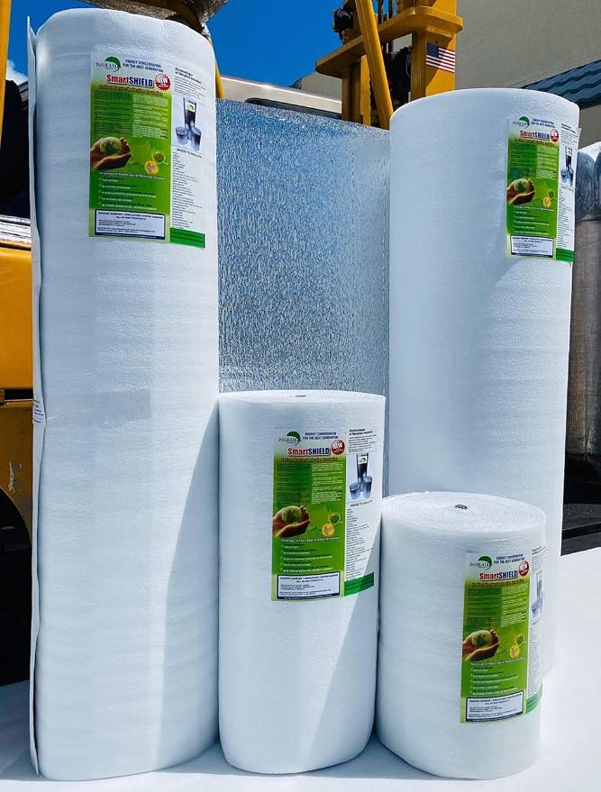 SmartSHIELD -3mm 16"x50ft Reflective Insulation roll, Foam Core Radiant Barrier, Thermal Insulation Shield - Engineered Foil/White Film