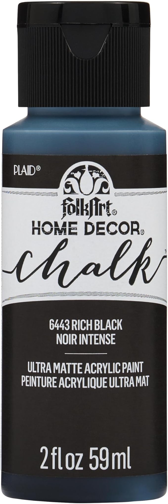 FolkArt 6443 Home Décor Chalk Furniture & Craft ,Acrylic Paint in Assorted Colors, 2 oz, Rich Black