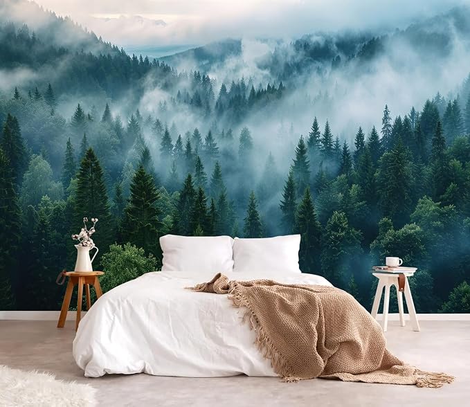 YQWDMX - Misty Forest Wallpaper self-Adhesive wall murals for Bedroom ZY19 S