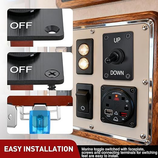 Nilight Reverse Polarity Toggle Switch Heavy Duty Momentary Waterproof 4 Pin 3 Position (ON)-Off-(ON) DPDT 12V DC 30A with Up-Down Mounting Panel and Weatherproof Cap for Marine Boat Automotive