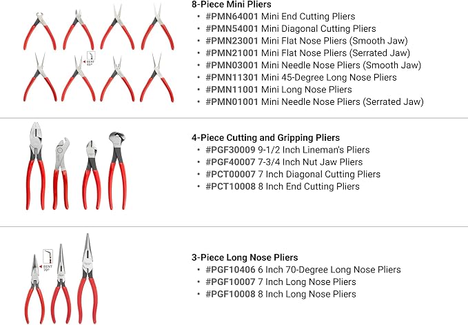 TEKTON Gripping, Cutting, Locking, and Mini Pliers Set, 38-Piece | PLR99021
