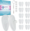 GMS Optical Comfort Line - 8mm/17mm Large Length - Air Bag Screw-in Soft Silicone Nose Pads for Glasses, Sunglasses, Glasses Repair Kit with Screws, Keep Glasses from Sliding (10 Pair)