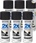 Rust-Oleum 331182-6PK Painter's Touch 2X Ultra Cover Spray Paint, 12 oz, Ultra Matte Black, 6 Pack