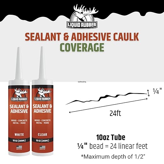 Liquid Rubber Caulk - Hybrid Adhesive and Protective Sealant, White, 1 Pack