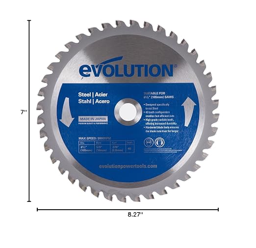 Evolution Power Tools 6-1/2BLADEST Steel Cutting Saw Blade, 6-1/2-Inch x 40-Tooth, Silver