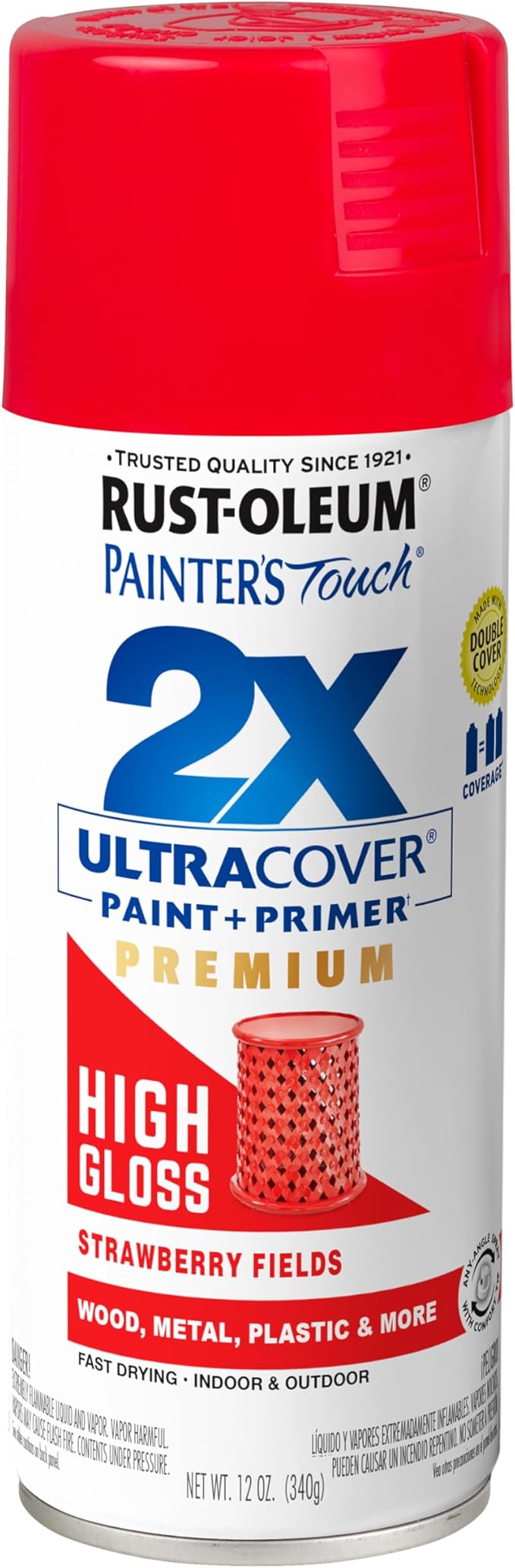Rust-Oleum 331180 Painter's Touch 2X Ultra Cover Spray Paint, 12 oz, High Gloss Strawberry Fields