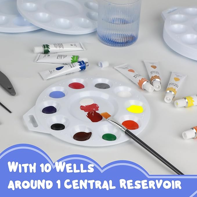 30Pcs Paint Tray Palettes, Plastic Paint Pallets with Hanging Hole for Teachers or Students to Paints on School Project, Art Class or Have a Birthday Painting Part