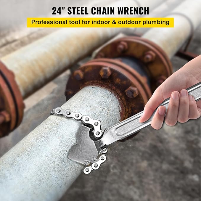 VEVOR 24 Inch Pipe Chain Wrench Heavy Duty 6.7 Inch Chain Wrench