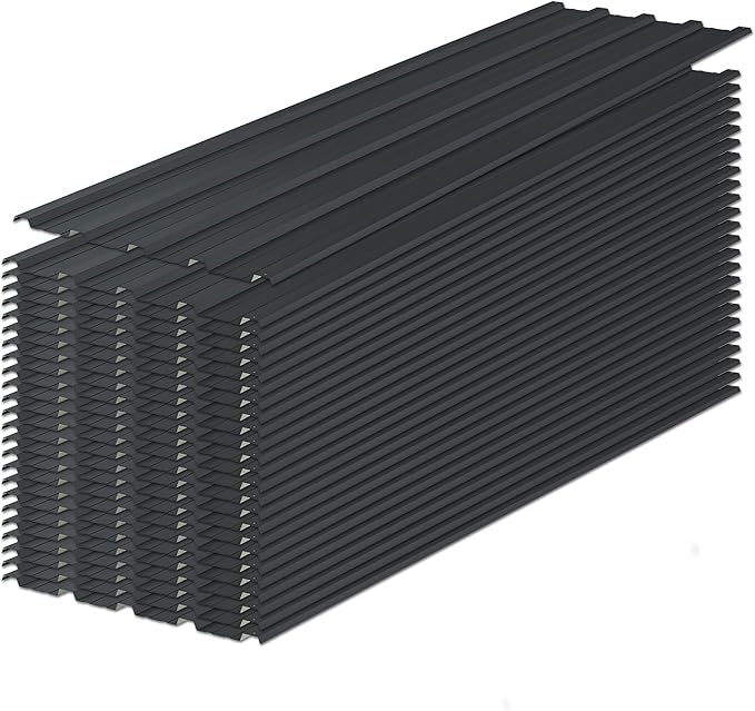 Roof Panels 50 pcs L60.63×W16.77 inch Galvanized Steel, Metal Corrugated Tin Roofing Panels Gazebo Top Cover Heavy Duty Roof Replacement for Patio Outdoor Garden, Black