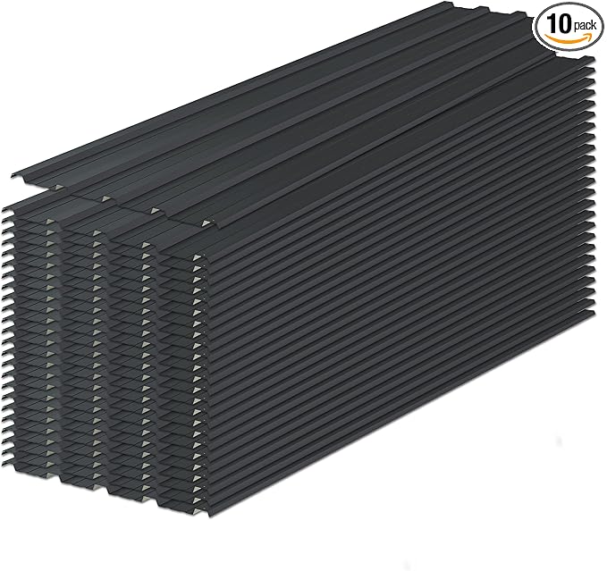 Roof Panels 10 pcs L60.63×W16.77 inch Galvanized Steel, Metal Corrugated Tin Roofing Panels Gazebo Top Cover Heavy Duty Roof Replacement for Patio Outdoor Garden, Black