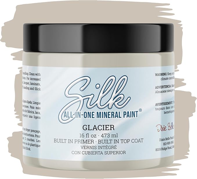 Dixie Belle Silk All-in-One Mineral Paint - Glacier (16oz) - All-in-One Water Based Primer + Topcoat - Durable Furniture Paint - Low Reflective Finish