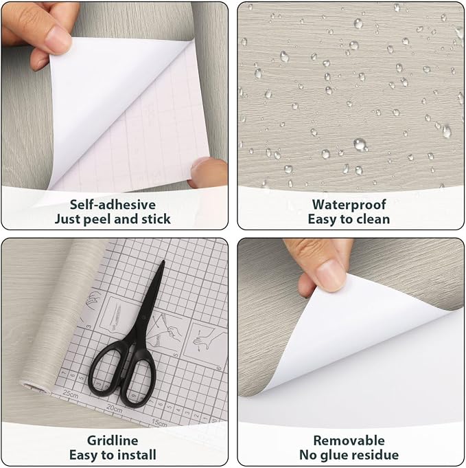 Arthome Light Oak Wood Peel and Stick Wallpaper 16.5" x240" | Covers 27.5 sq ft.,Decorative Vinyl Film for Countertop, Cabinets, Shelf, Drawer Liner,Easy to Clean Removable Wall Covering