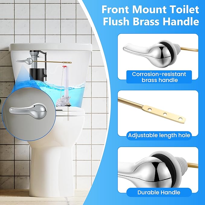 Saillong 3 Inch Toilet Flusher Replacement Kit, Include 3 Inch Adjustable Flush Valve with Flapper, Fill Valve, Front Flush Handle, Rubber Gasket, Bolts, Complete Toilet Parts Inside Tank Kit(1 Pack)