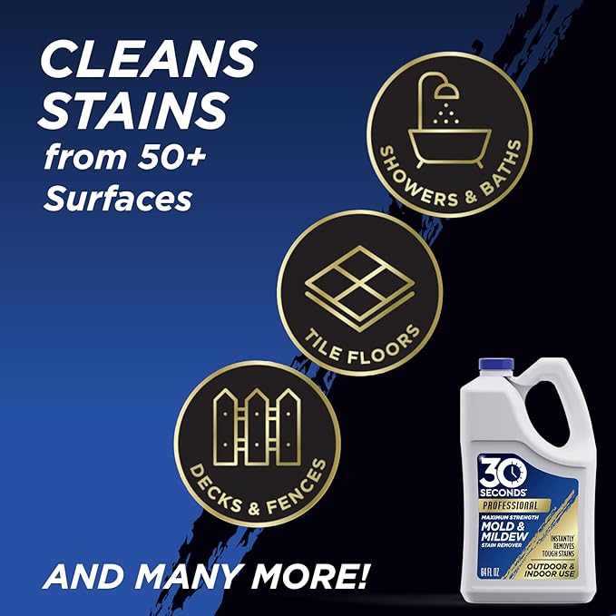 30 SECONDS Pro Mold and Mildew Stain Remover | Scrub Free | Brighter Results Instantly | Ready To Use | 1 Gallon (4 PACK)