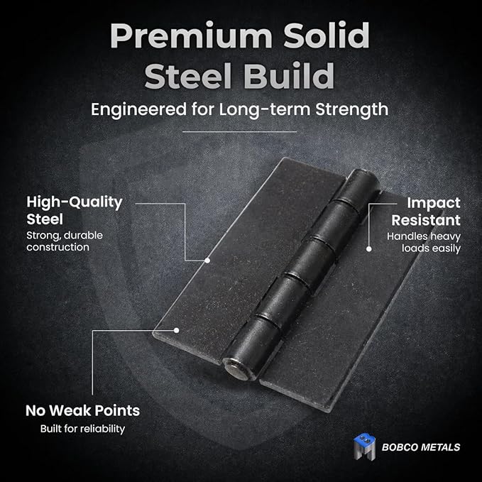 Heavy Duty Weldable Hinges | Steel Butt Hinge Design for Heavy Gates & Doors | Long Lasting - 4" x 4" Size - 1/4" Plate Thickness (2 lb,1 Pair)