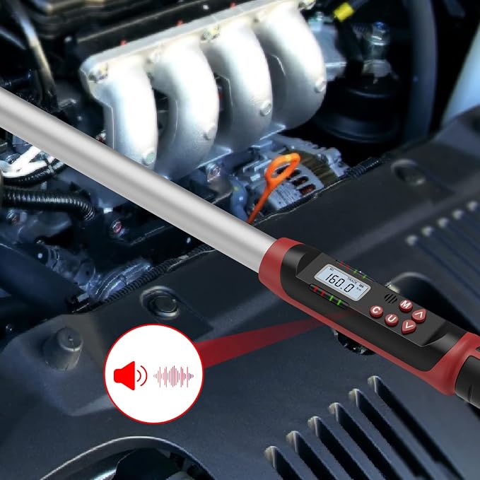 VANPO Digital Torque Wrench 1/2-Inch Drive for Automotive, 12.5-250.8 ft-lb | 17-340Nm, Electronic Torque Wrench with Buzzer & LED Indicator, Accurate to ±2%, for Agricultural & Tractor