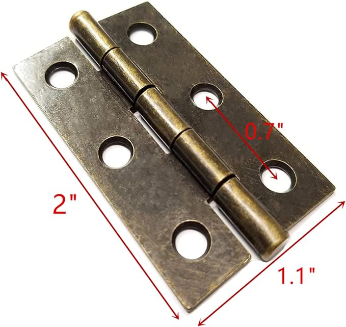 XMHF 2 Inch Butt Hinges for Cupboard Cabinet Home Furniture Hardware Door Folding Butt Hinge Bronze Tone 12PCS