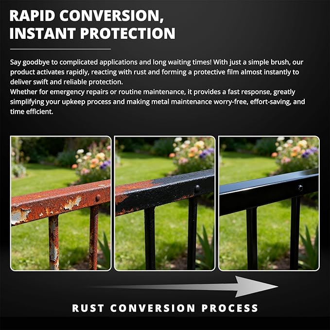 DWIL Rust Converter for Metal, 2 in 1 High-Flow Fluidity Rust Converter Paint, Converts Rust to Long-Lasting Protective Coating, Anti Rust and Rust Prevention Paint, No Primer Needed, Black, 1 Gal