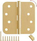 4" X 4" Satin Brass Door Hinges – 36 Pack Gold Door Hinges with 5/8" Radius, Rounded Interior Heavy Duty 4 Inch Exterior & Front Door Hinge for Residential Use