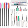 15PCS Sewing Machine Cleaning Kit, Including Screwdriver, Tweezers, Double Headed Brush, Silicone Brush, Rippers and Storage Case for Repairing and Cleaning Sewing Machines Tools