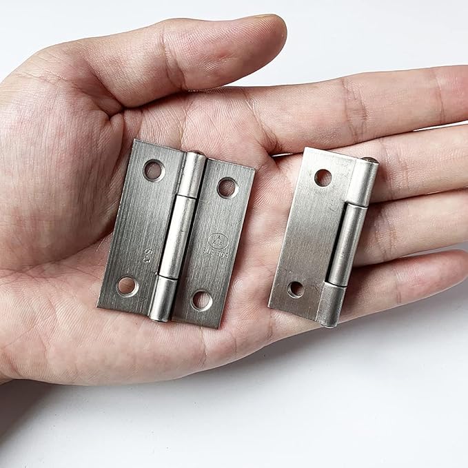 10pcs 304 Stainless Steel 2-inch Folding Butt Hinges Home Furniture Hardware Door Hinges for Case Lid Wooden Jewelry Box Lid (50mm x 37mm x 1.2mm)