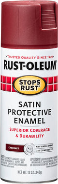 Rust-Oleum 248635 Stops Rust Spray Paint, 12 oz, Satin Cabernet