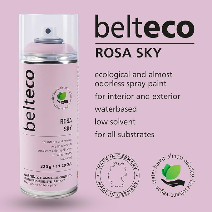 Rosa Sky Spray Paint | Water based & Odorless | Eco-Friendly & Vegan | Weather & UV-Resistant | For all Substrates | Fast Drying with High Coverage | For Indoor/Outdoor Use
