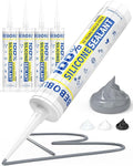 Silicone Caulk & Sealant Gray, 100% Waterproof Silicone Sealant, Shrink & Crack Proof, Silicone Caulking for Kitchen, Bathroom, RV, Interior & Exterior Use, 10.2 FL. OZ/300ML, 4 Pack