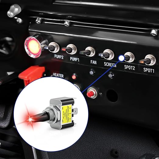 Nilight 2PCS Red LED Toggle Switch 12V DC 30A 3 Pin On Off 2 Position Heavy Duty Rocker Switch with 14AWG Wire for Automotive Cars Trucks Boats Racing Cars Auto Boat