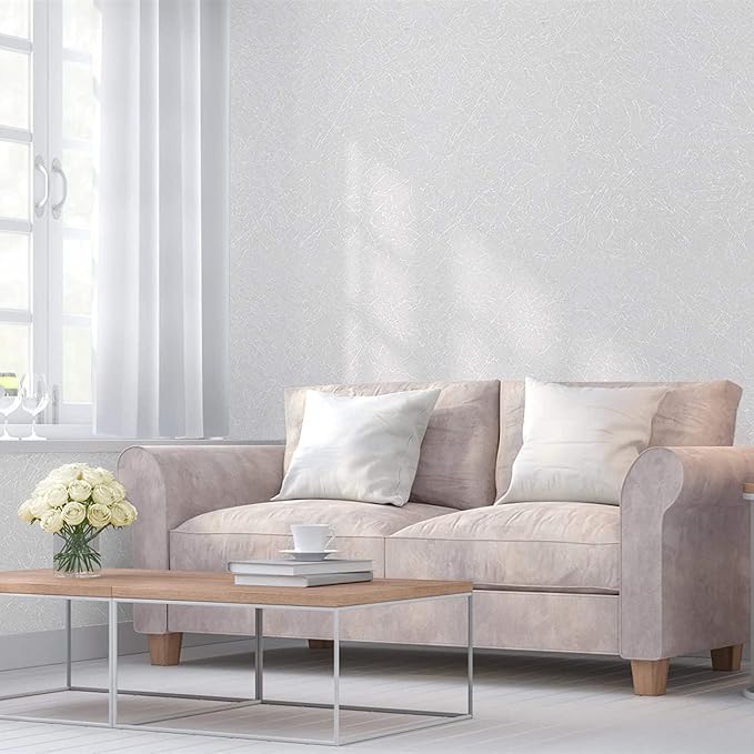 White Wallpaper Peel and Stick Silk Embossed Textured Contact Paper | 15.7" X 984.2" Removable Self Adhesive White Stick on Wallpaper Home Decorativon Kitchen Vinyl Film Shelf Liner Cabinet Paper