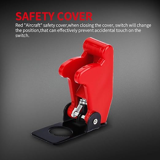 DaierTek Safety Cover Toggle Switch Guard ON Off Red Aircraft Covered 20A 12V Toggle Rocker Switch 120V AC 12 Volt DC Heavy Duty 2 Pin SPST for Car Truck Automotive