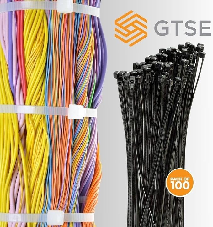 GTSE 12 Inch Black Zip Ties, 4,500 Bulk Contractors Pack, 120lb Strength, UV Resistant Long Nylon Cable Ties, Self-Locking 12" Tie Wraps, Full Carton