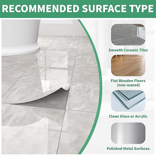 20-Pack Peel and Stick Floor Tiles Vinyl Floor 12 x 12 inch Self Adhesive Waterproof Glossy Flooring Planks DIY for Bathroom, Kitchen, Living Room, RV, Cover 20 Sq. Ft, Polish Light Grey Marble