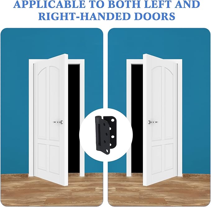 Yaocom 10 Pack Self Closing Door Hinge 4 Inch Spring Loaded Hinges with 5/8'' Radius Corners Automatic Door Closer Hinge Adjustable Tension for Garage, Residential(Black)