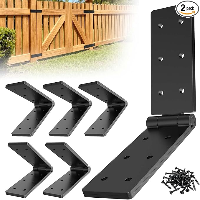 Heavy Duty Hinges 270 Degree Folding Hinge for Bifold Doors, Double-Layer Black Iron Outdoor Gate Hinge 6PCS