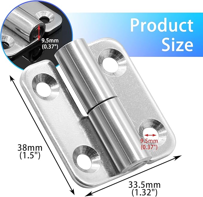 Bonsicoky 6 Pcs Stainless Steel Right Lift-Off Hinges, 1.5 Inch Detachable Slip Joint Small Flag Hinges with Screws