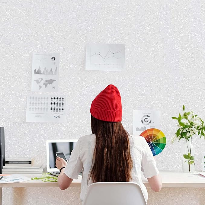 Abyssaly White Silk Wallpaper Embossed Self Adhesive Peel and Stick Wallpaper Removable Kitchen Vinyl White Cabinet Furniture Shelf Paper Textured Contact Paper 15.7" X 590.5" | 15.7" X 590.5" Removable Wrap Paper for Cabinet - New Environmentally Frie...