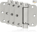 4 Pack Self Closing Door Hinges, 3.5 Inch Spring Loaded Door Hinges for Garage, Front, Back Door, Left/Right Hand, Adjustable Tension, 5/8'' Radius Corners, UL Listed, Brushed Nickel