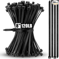 Reallnaive 250 Pcs 8 Inch Zip Ties Heavy Duty 120 Lbs Tensile Strength Black Nylon Wire Cable Ties Bulk for Indoor Outdoor