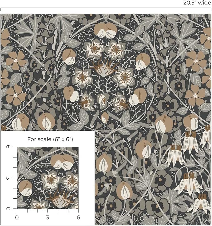 NextWall Tulip Garden Floral Peel and Stick Wallpaper (Wrought Iron & Chamois)