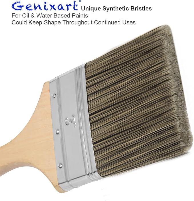 Double Thick Chip Paint Brush, Wood Stain Brushes for Painting Walls and Fence Staining, Wooden Handle Masonry Paintbrush for Varnish, Paste, Gesso and Limewash (3 inch)