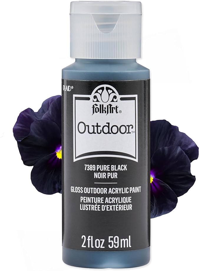 FolkArt Outdoor Acrylic Craft Paint, Gloss Finish, Pure Black, 2 fl oz