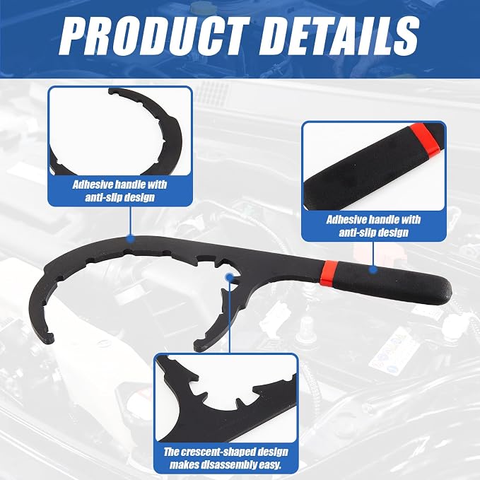 1 Pcs Fuel Filter Wrench 8'' Red and Black | Compatible with Diesel Engines Water Separator, Cap Claw Grip Design, Metal Plastic Build, Easy Removal