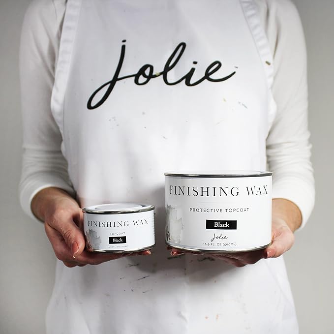 Jolie Finishing Wax - Protective topcoat Paint - Use on interior furniture, cabinets, walls, home decor and accessories - Odor-Free, Non-Hazardous - Black - 120 ml