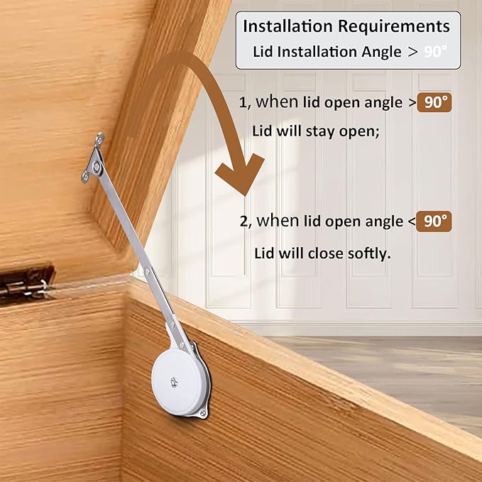 1 Pack | Toys Box Hinges Soft Close - HBL’ Lid Support Chest Hinges for Wooden Toy Box, Cedar, Storage Trunk & Benches, Made of Zinc Alloy, Safety & Heavy Duty.