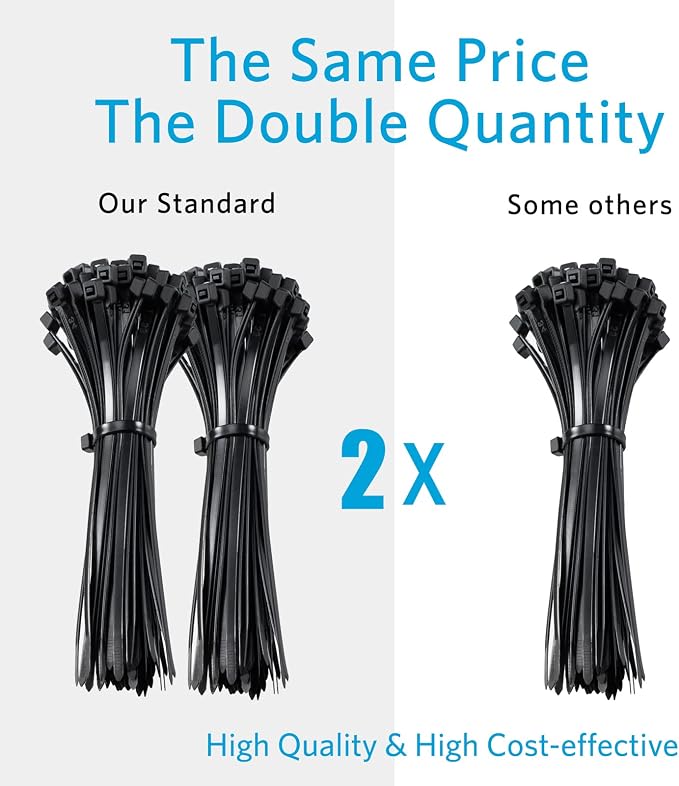 Zip Ties 4 inch (200 Pack), Small Zip Ties with 18 lb Tensile Strength, Black, by Tantti Supply | 18 lb Tensile Strength, Small